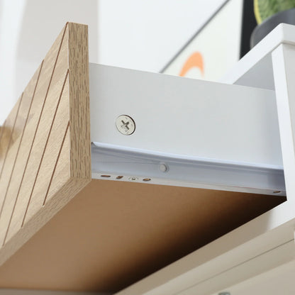 HOMCOM Schmale Konsole für den Eingangsbereich mit 2 Schubladen, modernes Design mit eingeprägten Linien für Flur, Wohnzimmer und Schlafzimmer 100x30x75 cm Weiß und Eiche