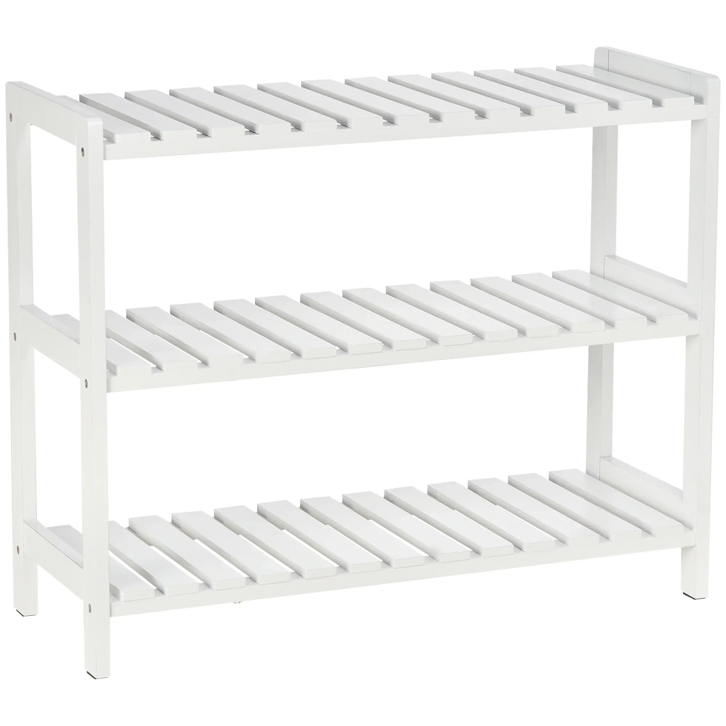 HOMCOM Wooden Shoe Rack 3-tier for up to 9 pairs of shoes in the entrance area 70x26x57.5 cm White