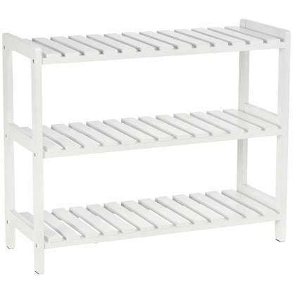 HOMCOM Wooden Shoe Rack 3-tier for up to 9 pairs of shoes in the entrance area 70x26x57.5 cm White