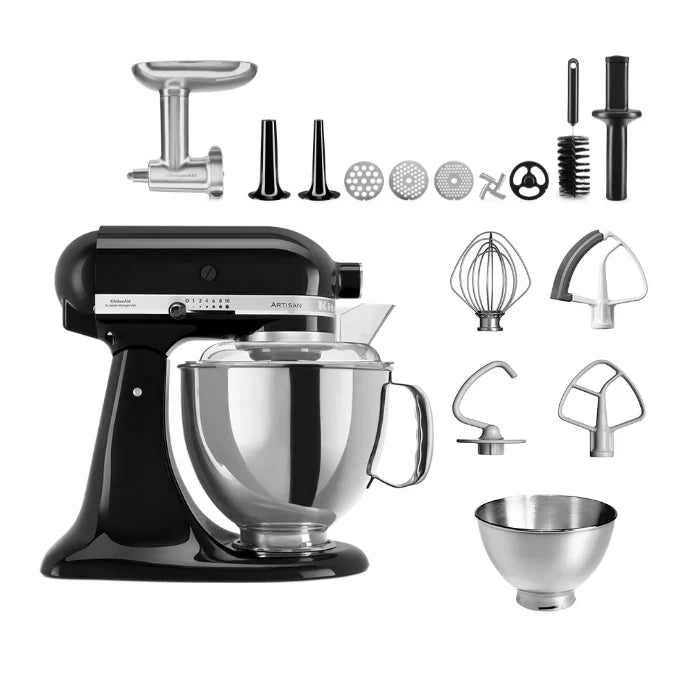 KitchenAid 4,8 L 5KSM175 Artisan Küchenmaschine Meatlover mit Ganzmetall-Fleischwolf und Spritzgebäckvorsatz