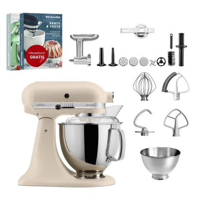 KitchenAid 4,8 L 5KSM175 Artisan Küchenmaschine Meatlover mit Ganzmetall-Fleischwolf und Spritzgebäckvorsatz