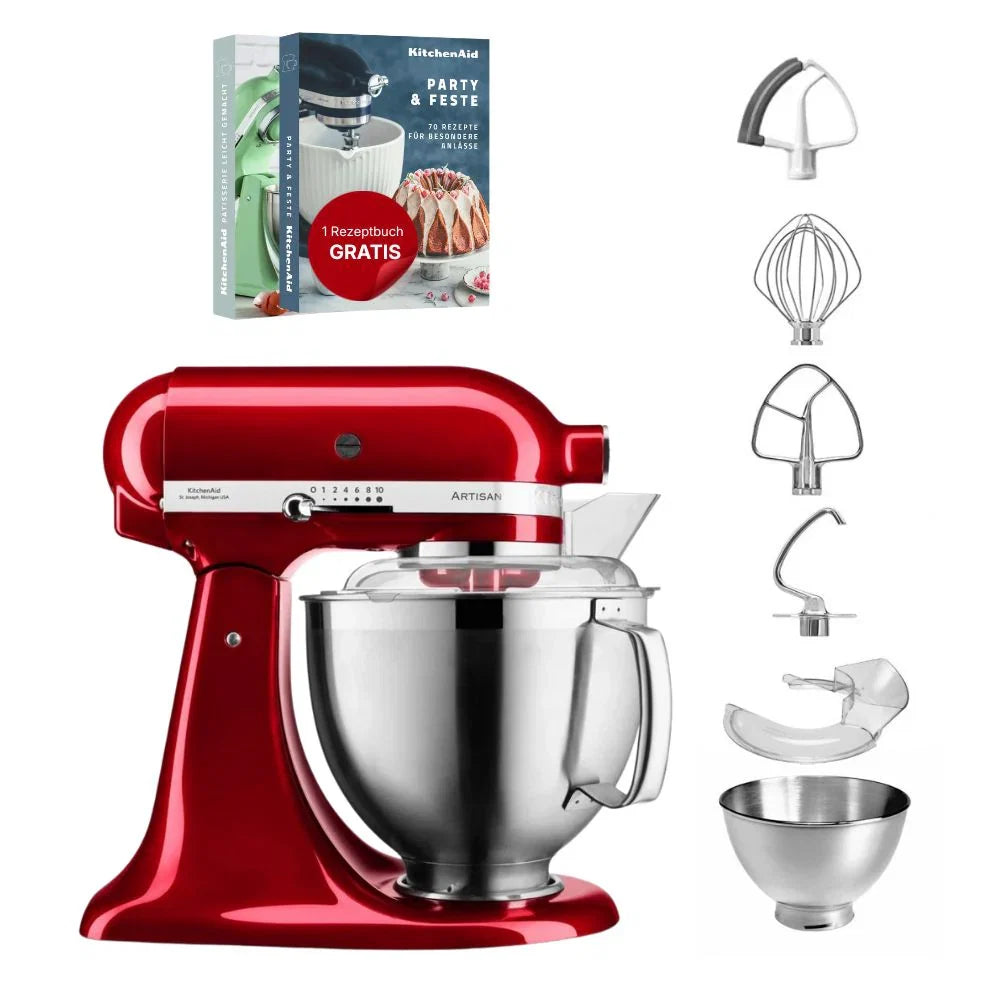 KitchenAid 4,8 L 5KSM185 Artisan Küchenmaschine Flexiset Artisan + Flexi-Rührer