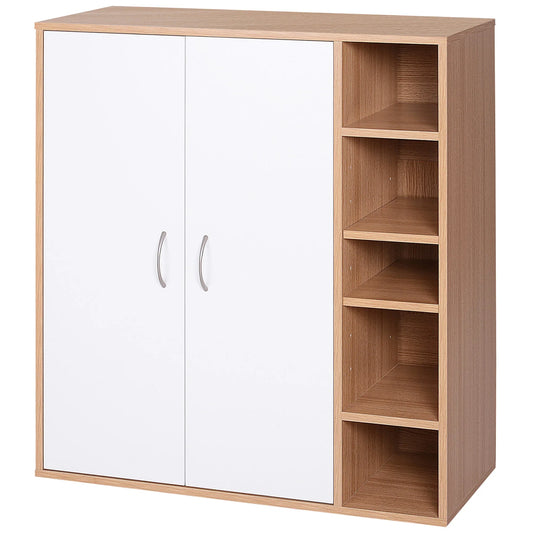 HOMCOM Konsolenschrank, niedriger Schrank, multifunktionaler Stauraumorganisator für Küche, Esszimmer, Wohnzimmer, Badezimmer mit Türen und verstellbaren Regalen, 80x32x91 cm