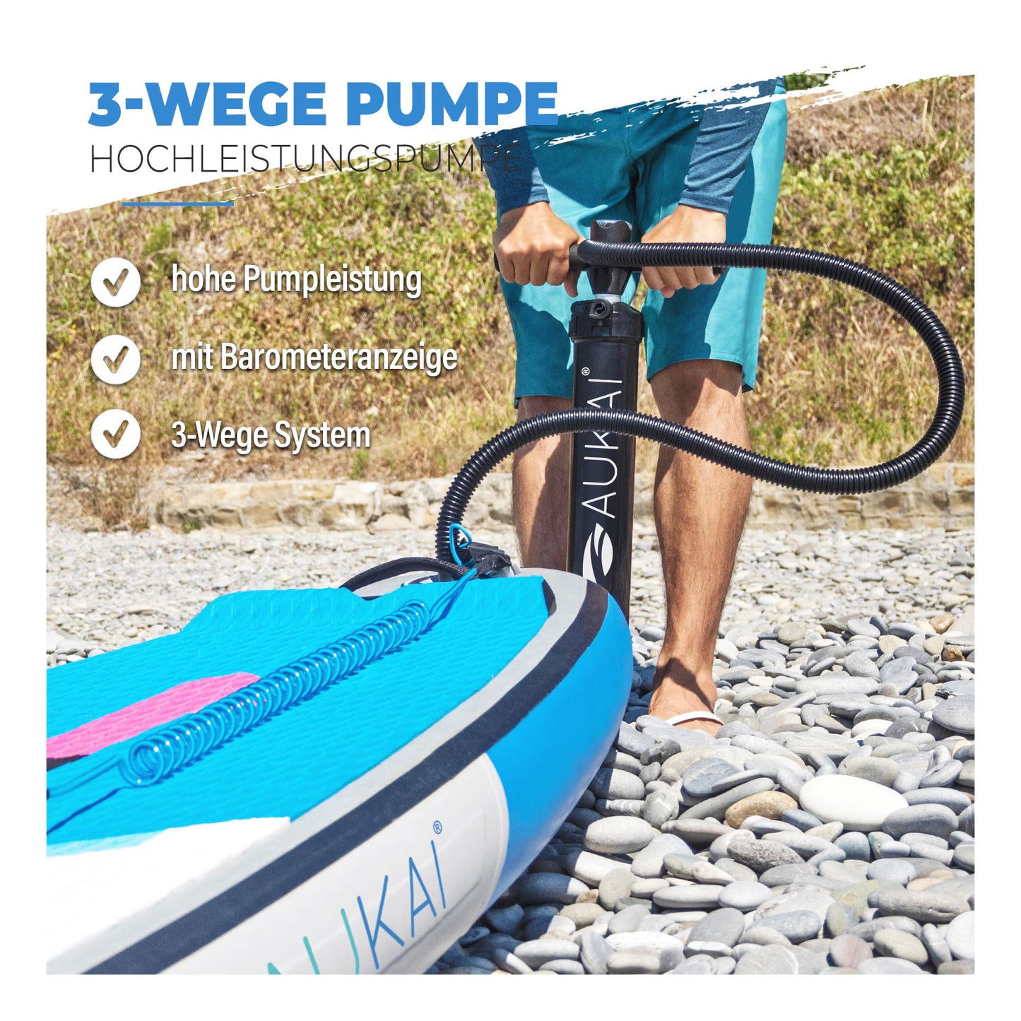 Stand Up Paddle Board "AUKAI Pro" with Kayak Seat Grey