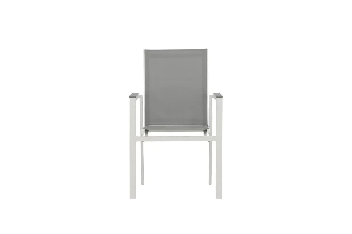 2er Set Gartenstuhl Ina - ein weiß-grauer Stuhl aus Aluminium und Textilene