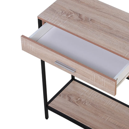 HOMCOM Konsolentisch im Industriestil mit Schubladen und Stahlkonstruktion für den Eingangsbereich 120x30x81,5 cm Eiche