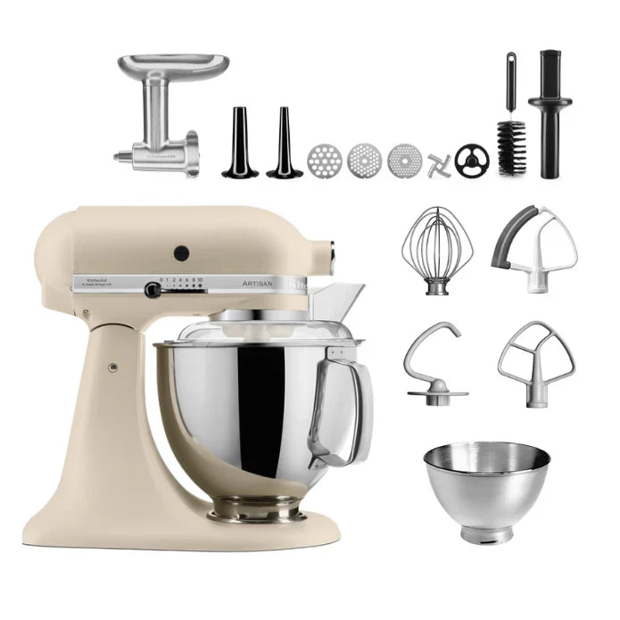 KitchenAid 4,8 L 5KSM175 Artisan Küchenmaschine Meatlover mit Ganzmetall-Fleischwolf und Spritzgebäckvorsatz