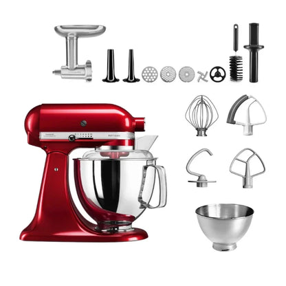 KitchenAid 4,8 L 5KSM175 Artisan Küchenmaschine Meatlover mit Ganzmetall-Fleischwolf und Spritzgebäckvorsatz