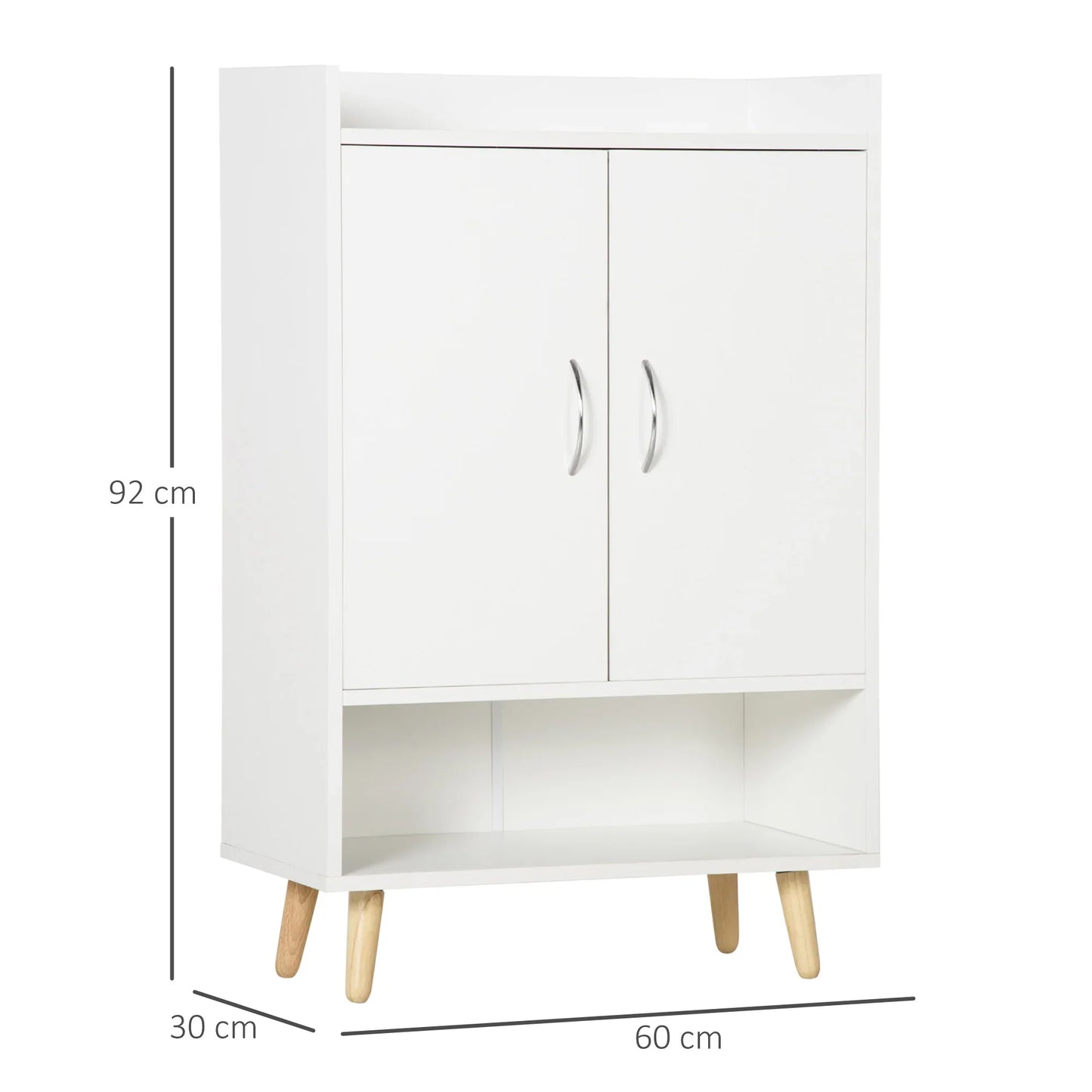 HOMCOM Modernes Schuhregal mit 2 Türen und 4 Ablagen für 12 Paar Schuhe, Ideal für Eingangsbereich, Wohnzimmer, Schlafzimmer 60x30x92 cm Weiß