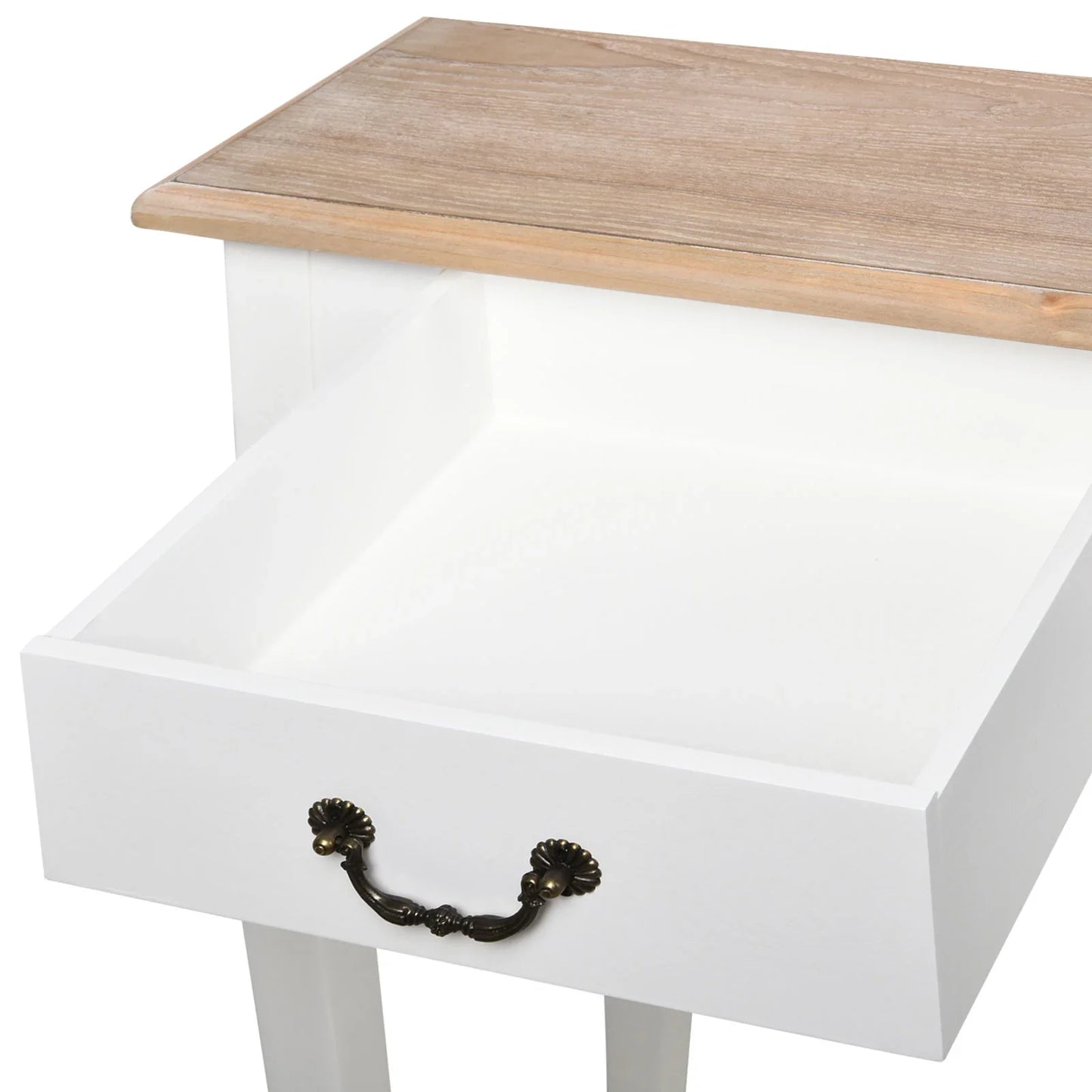 HOMCOM Konsolentisch Beistelltisch mit 2 Schubladen im Retro-Design für Flur, Vorzimmer, Wohnzimmer, Schlafzimmer, Kiefer 87x34x78,5 cm Weiß