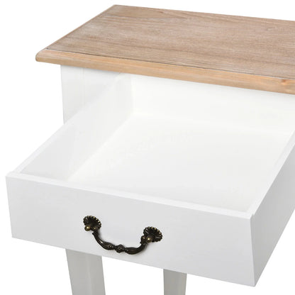 HOMCOM Konsolentisch Beistelltisch mit 2 Schubladen im Retro-Design für Flur, Vorzimmer, Wohnzimmer, Schlafzimmer, Kiefer 87x34x78,5 cm Weiß