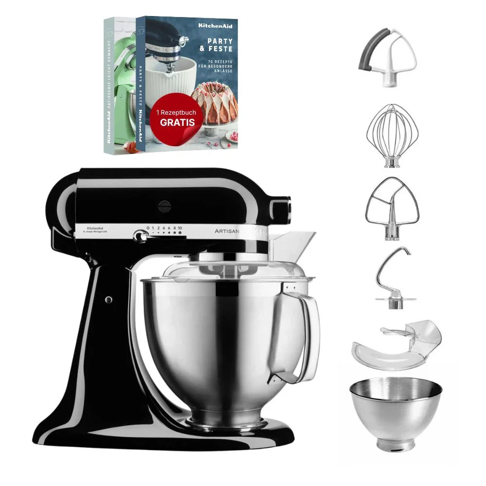 KitchenAid 4,8 L 5KSM185 Artisan Küchenmaschine Flexiset Artisan + Flexi-Rührer