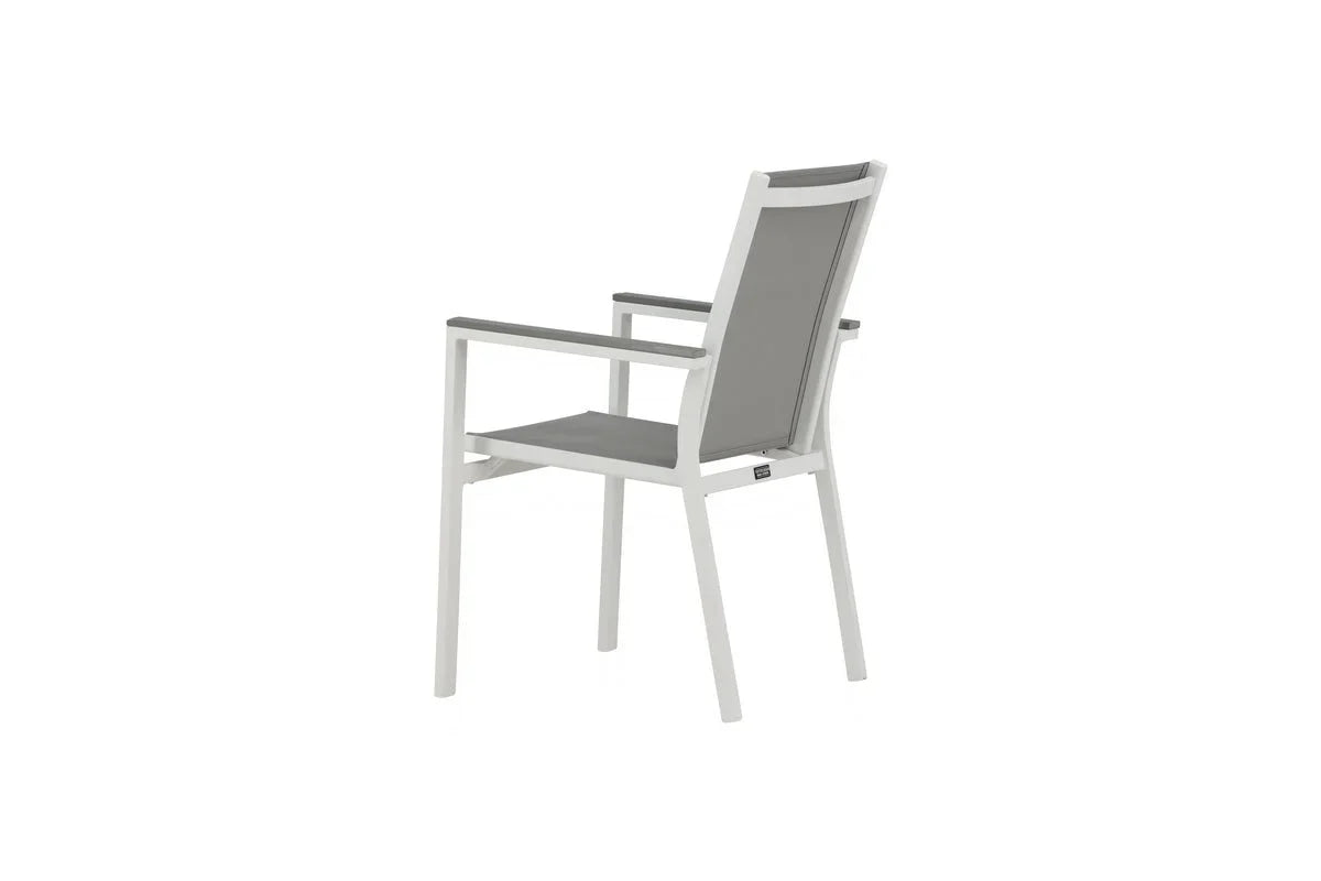 2er Set Gartenstuhl Ina - ein weiß-grauer Stuhl aus Aluminium und Textilene