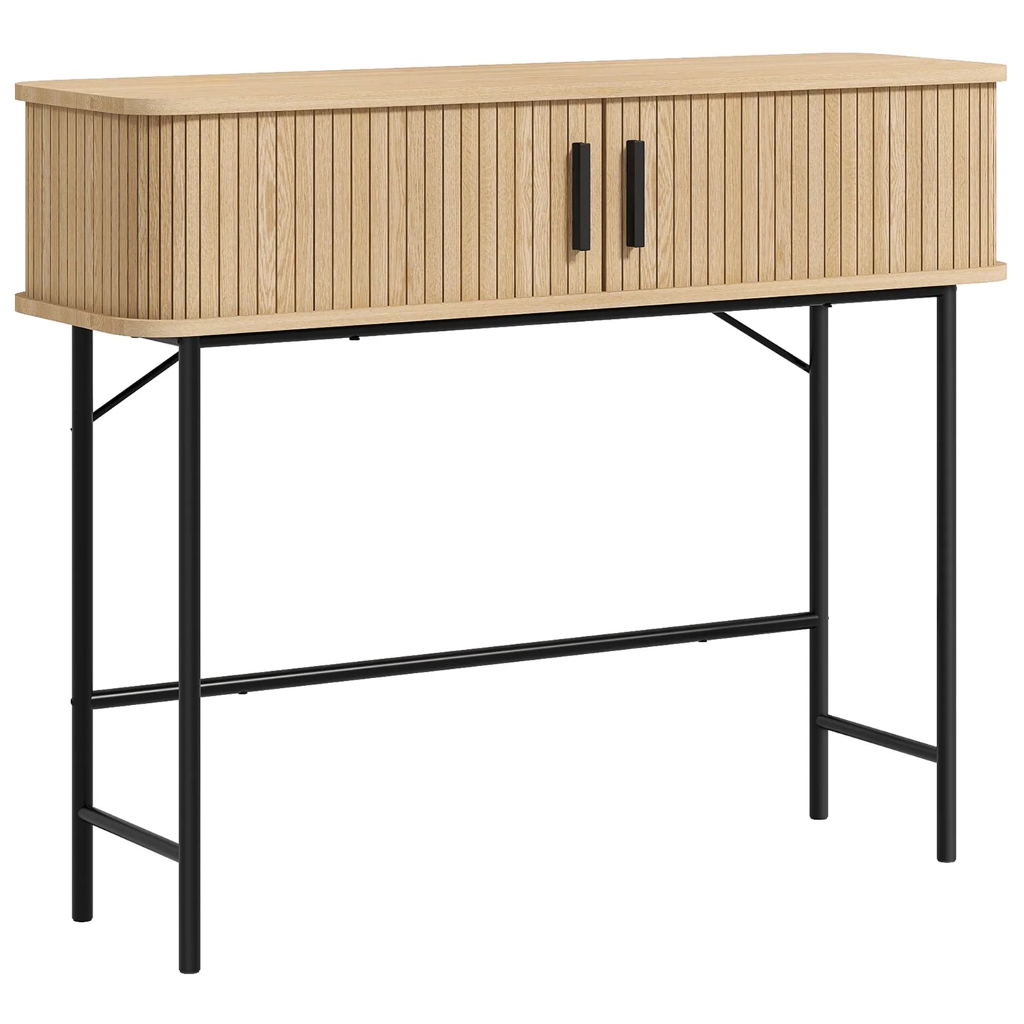 HOMCOM Vintage Konsolentisch Sideboard mit 2 Schiebetüren und Fächern für Flur 100x30x80 cm Eiche