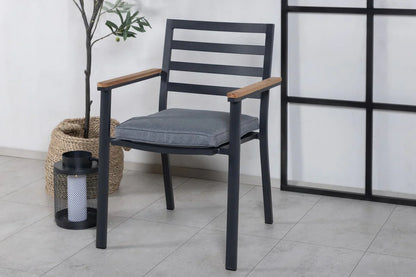 2er Set Gartenstuhl Tala - aus schwarzem Aluminiumgestell inklusive Kissen