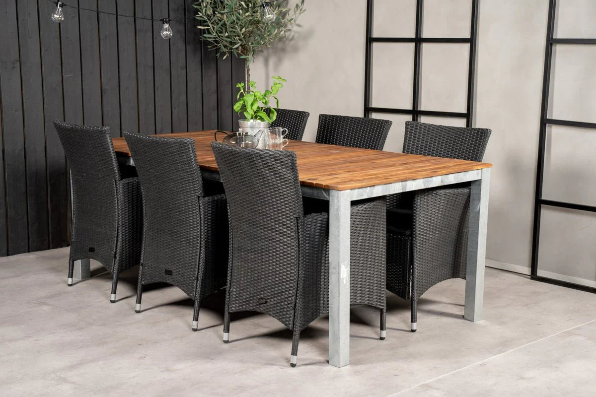 2er Set - Gartenstuhl Caro aus Rattan in Schwarz