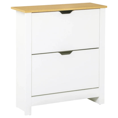 HOMCOM Modern Shoe Cabinet Entrance Shoe Rack for 12 Pairs of Shoes with Drop-Down Drawers and Adjustable Shelves Slim Shoe Storage for Hallway 72x26x80 cm White