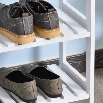 HOMCOM Wooden Shoe Rack 3-tier for up to 9 pairs of shoes in the entrance area 70x26x57.5 cm White