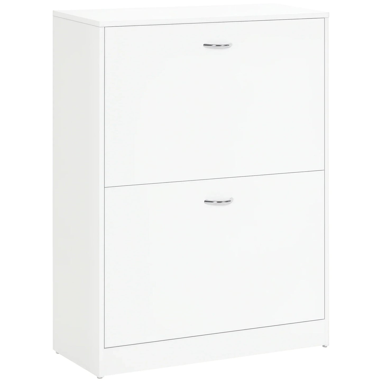 HOMCOM Moderner Schuhschrank für den Eingangsbereich - Schmales Schuhregal mit 2 Schubladen und verstellbaren Regalen für Flur 60x24x80 cm Weiß
