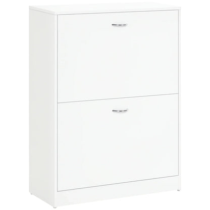 HOMCOM Moderner Schuhschrank für den Eingangsbereich - Schmales Schuhregal mit 2 Schubladen und verstellbaren Regalen für Flur 60x24x80 cm Weiß