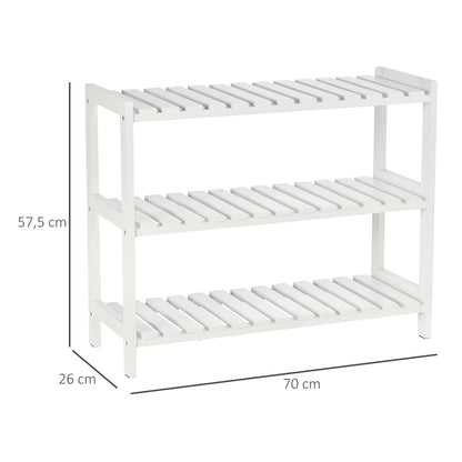HOMCOM Wooden Shoe Rack 3-tier for up to 9 pairs of shoes in the entrance area 70x26x57.5 cm White