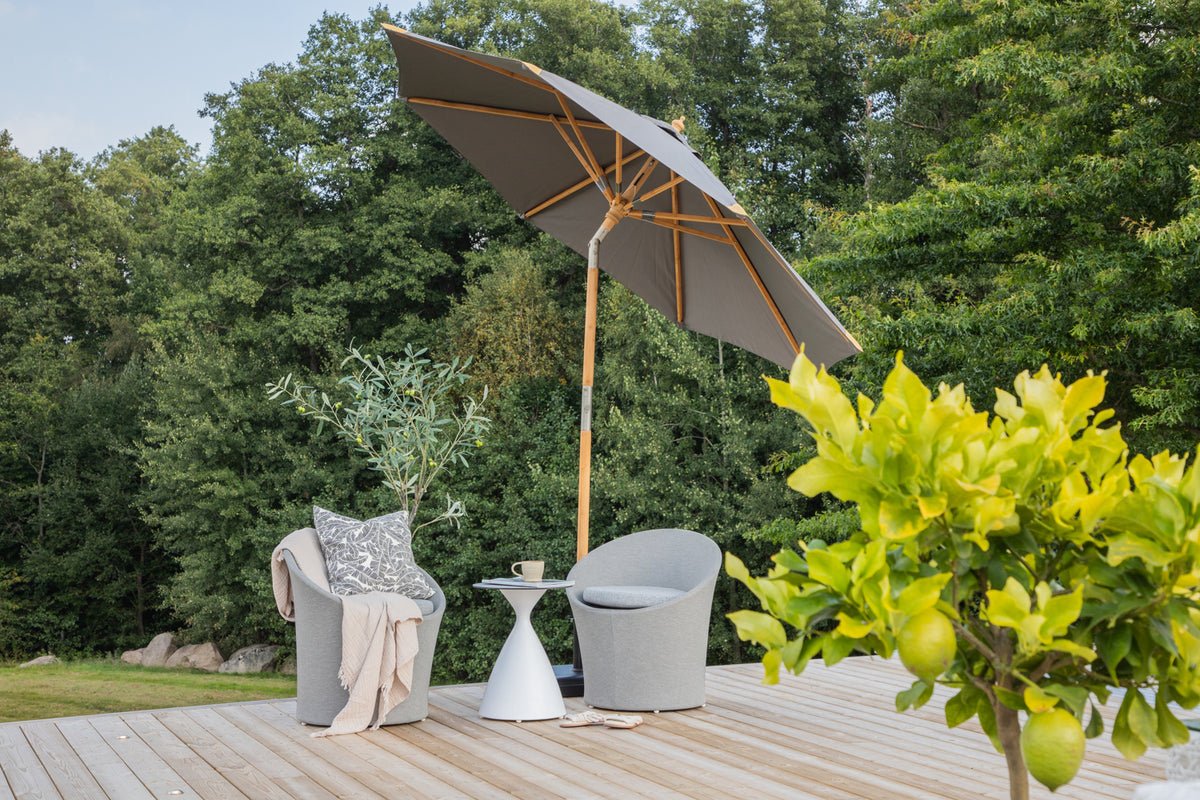 Garten Sonnenschirm Boho – Ø270 cm in wahlweise Schwarz oder Grau