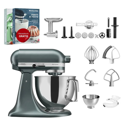 KitchenAid 4,8 L 5KSM175 Artisan Küchenmaschine Meatlover mit Ganzmetall-Fleischwolf und Spritzgebäckvorsatz