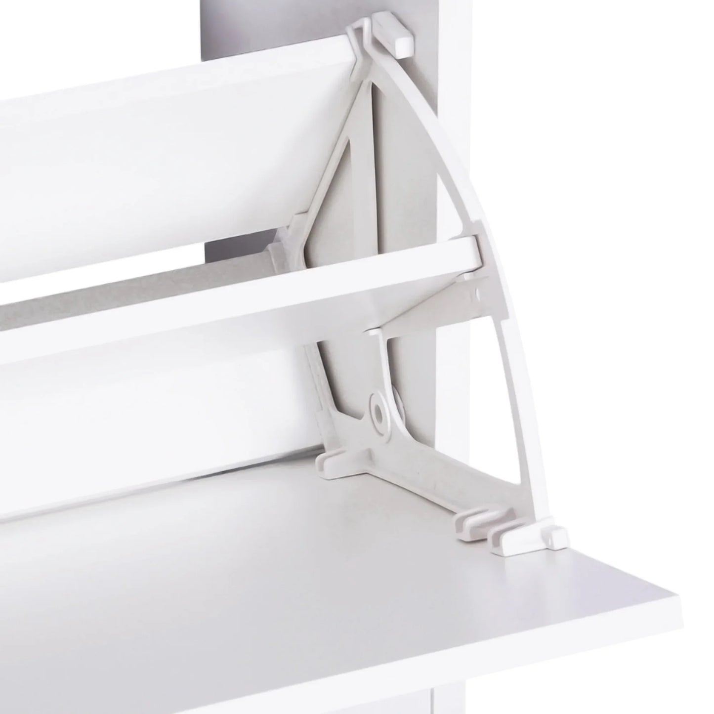 HOMCOM 3-teiliges Dielenmöbel-Set, Schuhschrank, Spiegel, Garderobe mit 4 Kleiderhaken, 80x27x46,5 cm, Weiß