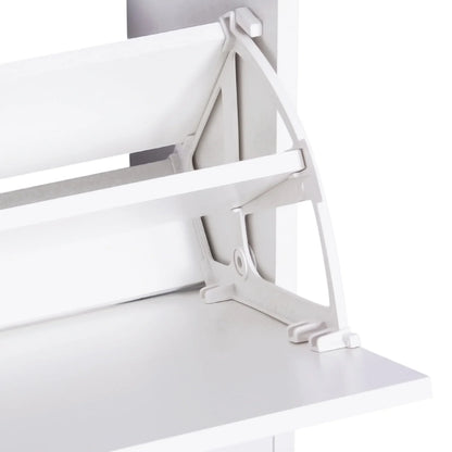 HOMCOM 3-teiliges Dielenmöbel-Set, Schuhschrank, Spiegel, Garderobe mit 4 Kleiderhaken, 80x27x46,5 cm, Weiß