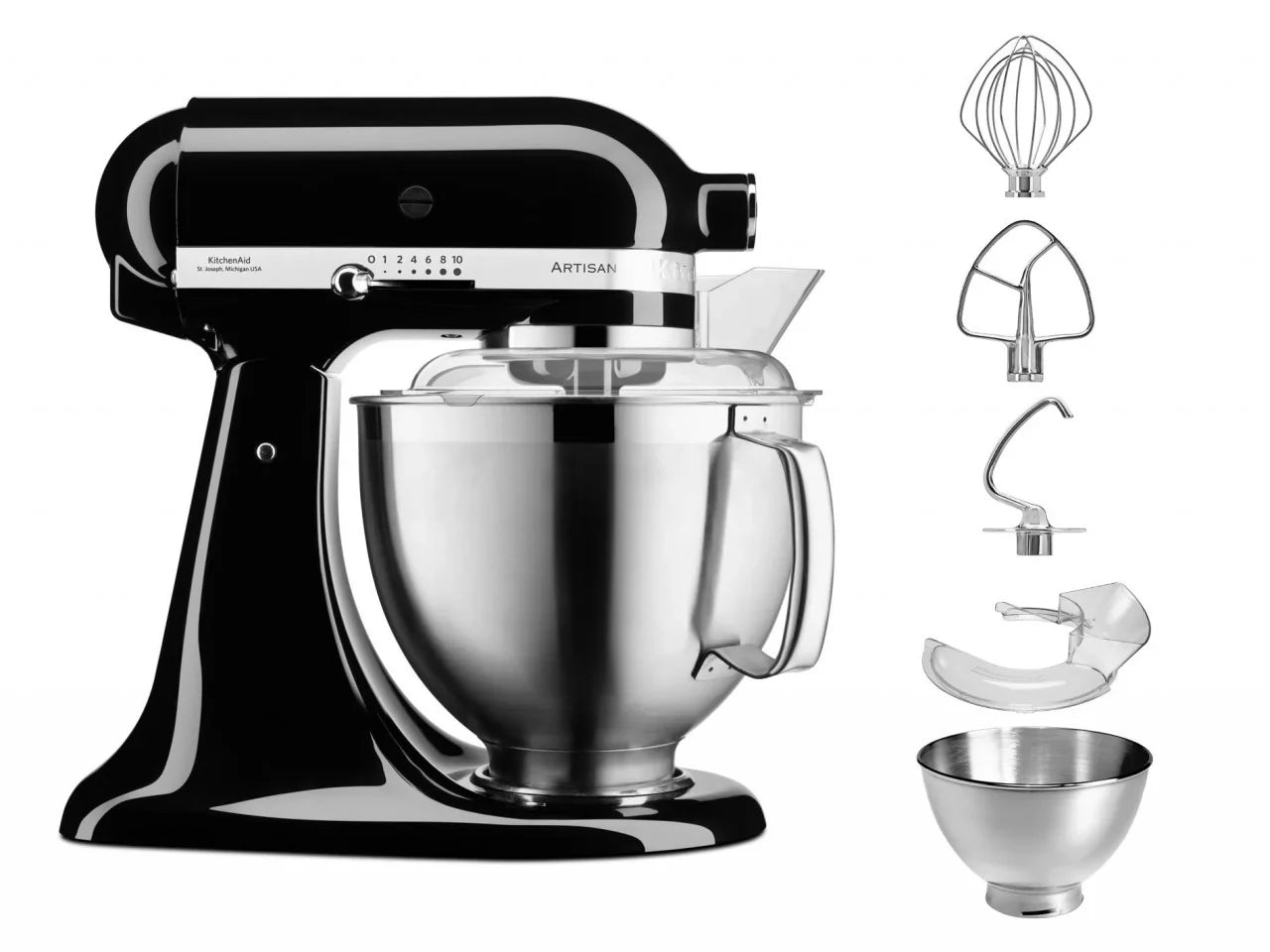 KitchenAid 4,8 L 5KSM185 Artisan Küchenmaschine Flexiset Artisan + Flexi-Rührer