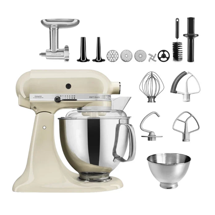 KitchenAid 4,8 L 5KSM175 Artisan Küchenmaschine Meatlover mit Ganzmetall-Fleischwolf und Spritzgebäckvorsatz