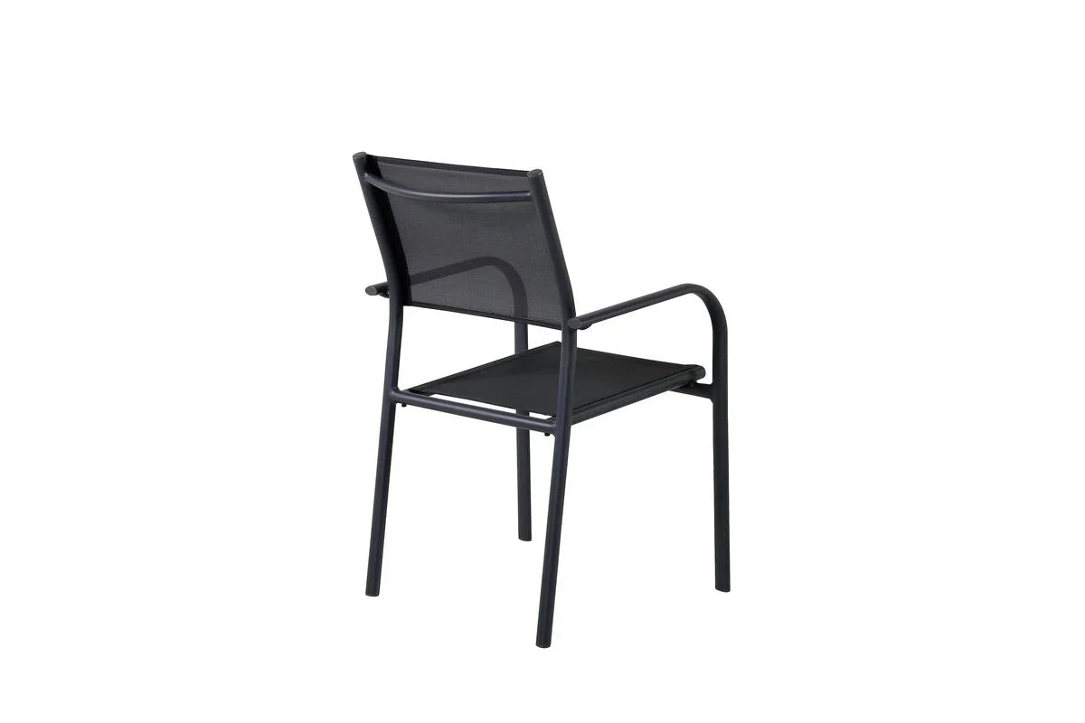 2er Set - Gartenstuhl Ronda aus Textilene und Aluminiumgestell in Schwarz