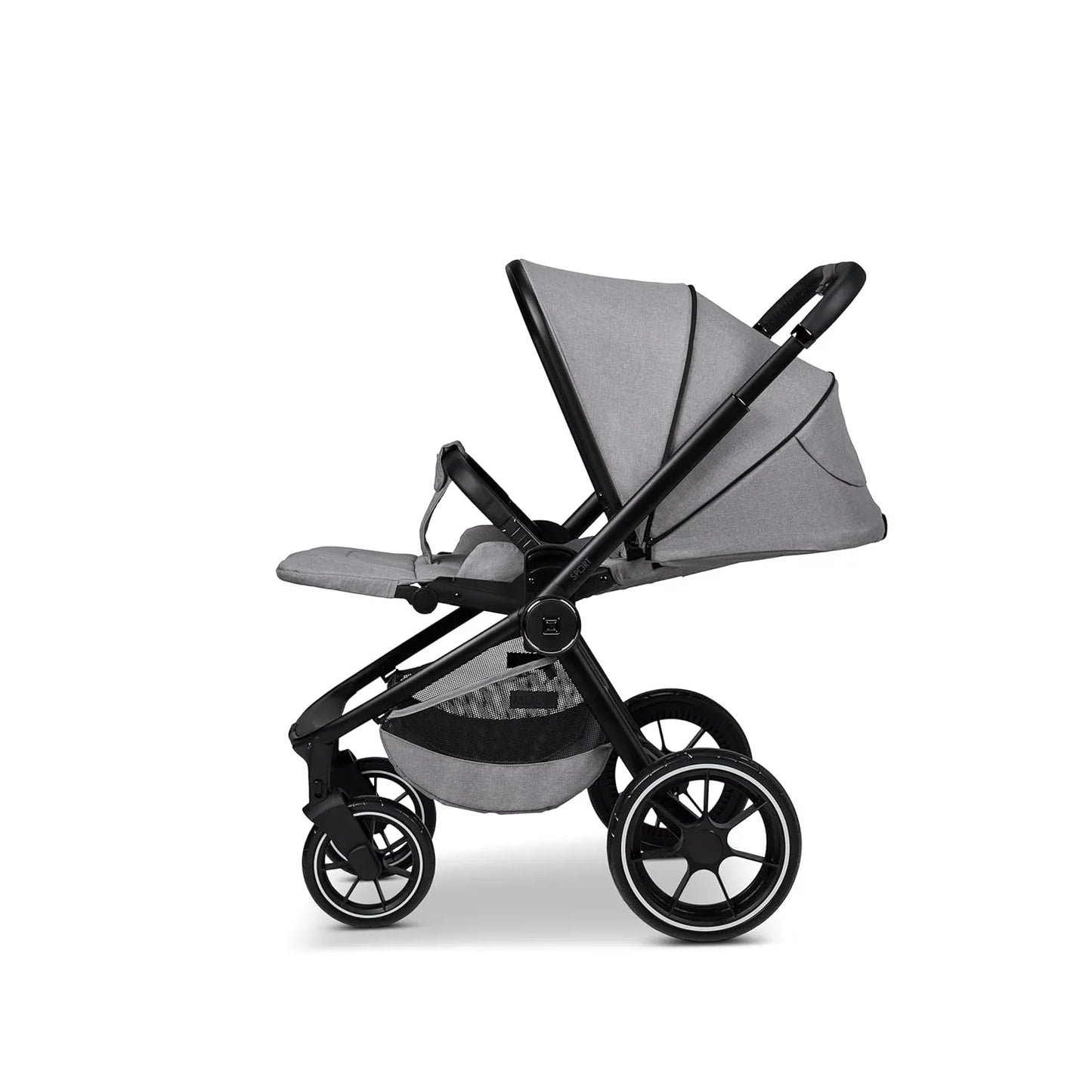 MOON SPORT stone/melange, sport buggy with lie-flat position, up to 22kg, UV protection 50+, foldable, large basket, 2025 collection