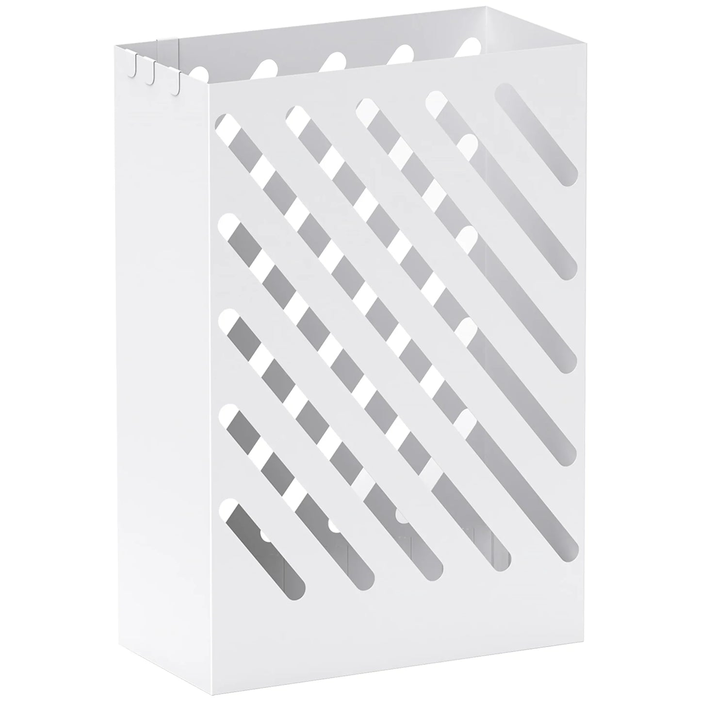 HOMCOM Regenschirmständer mit 4 Haken und herausnehmbarer Tropfschale - Regenschirmhalter für Gehstöcke & Regenschirme, Stahl 28 x 14 x 41 cm Weiß