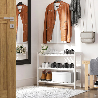HOMCOM Wooden Shoe Rack 3-tier for up to 9 pairs of shoes in the entrance area 70x26x57.5 cm White