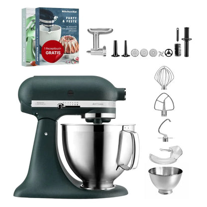 KitchenAid 4,8 L 5KSM185 Artisan Küchenmaschine Meatlover Metallfleischwolf 5KSMMGA Gr. 8 und Spritzgebäckvorsatz