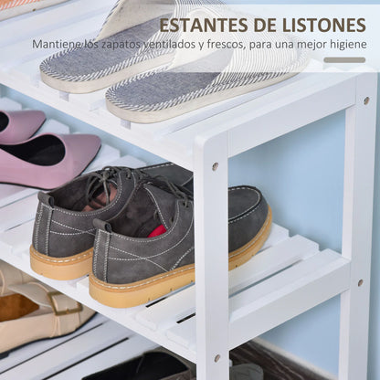 HOMCOM Wooden Shoe Rack 3-tier for up to 9 pairs of shoes in the entrance area 70x26x57.5 cm White