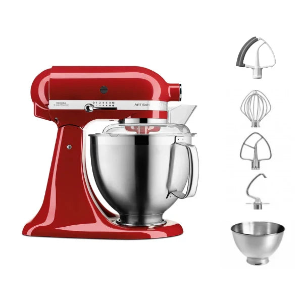 KitchenAid 4,8 L 5KSM185 Artisan Küchenmaschine Flexiset Artisan + Flexi-Rührer