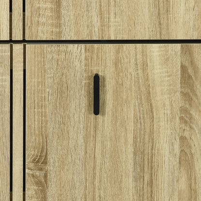 HOMCOM Schuhschrank mit 3 Klappen, für 18 Paar, 3-Fächer Schuhschrank, große Kapazität für Eingangsbereich, Flur, Wohnzimmer, 63 x 24 x 117 cm, Eiche