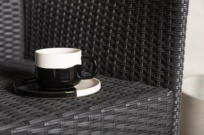2er Set - Gartenstuhl Caro aus Rattan in Schwarz