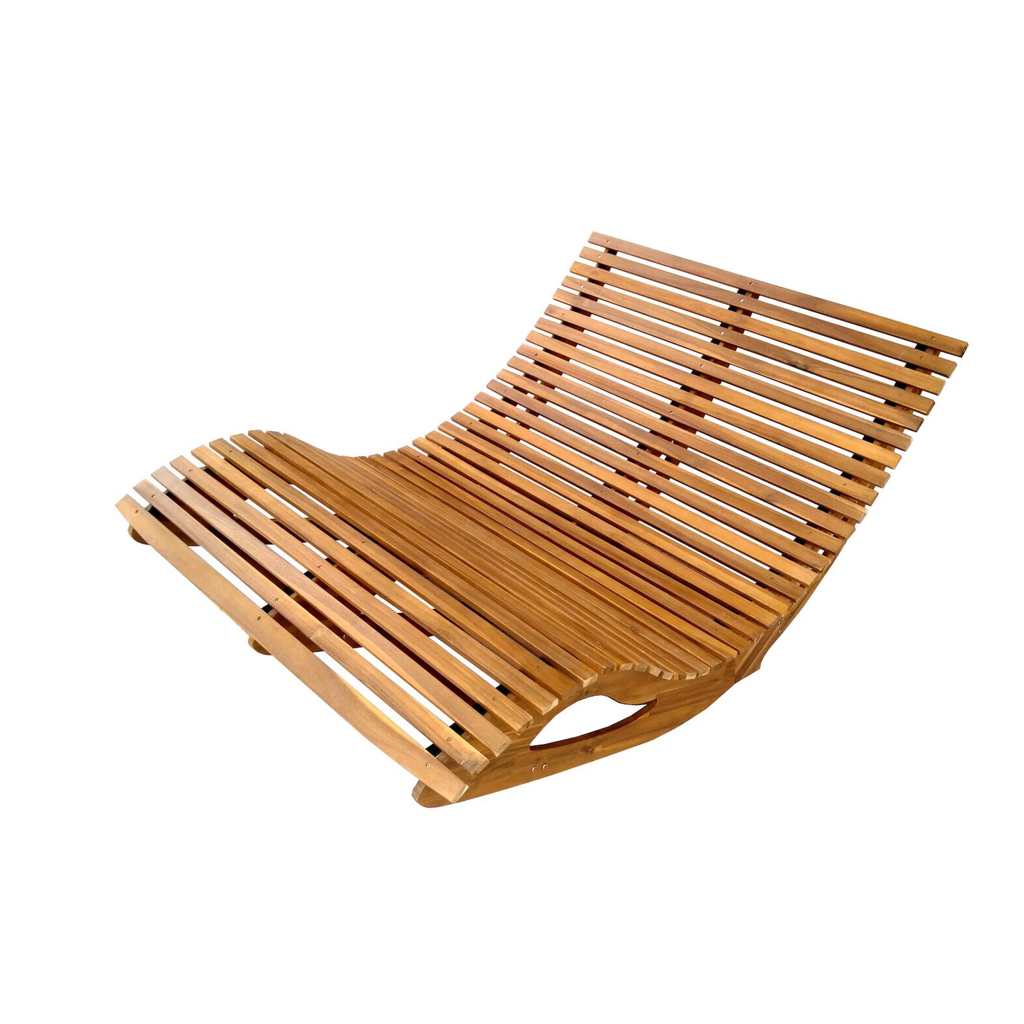 Ergonomic double rocking lounger made of acacia wood - FSC® certified
