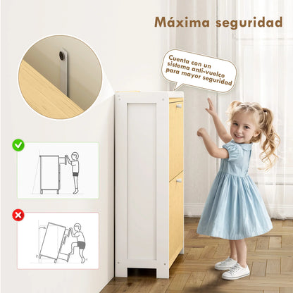 HOMCOM Slim Shoe Cabinet with 2 Bamboo Doors and Adjustable Shelves for 12 Pairs of Shoes 60x24x82.5 cm White and Natural