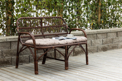 Gartenbank Tobias - Aus Rattan in der Farbe Dunkelwalnuss