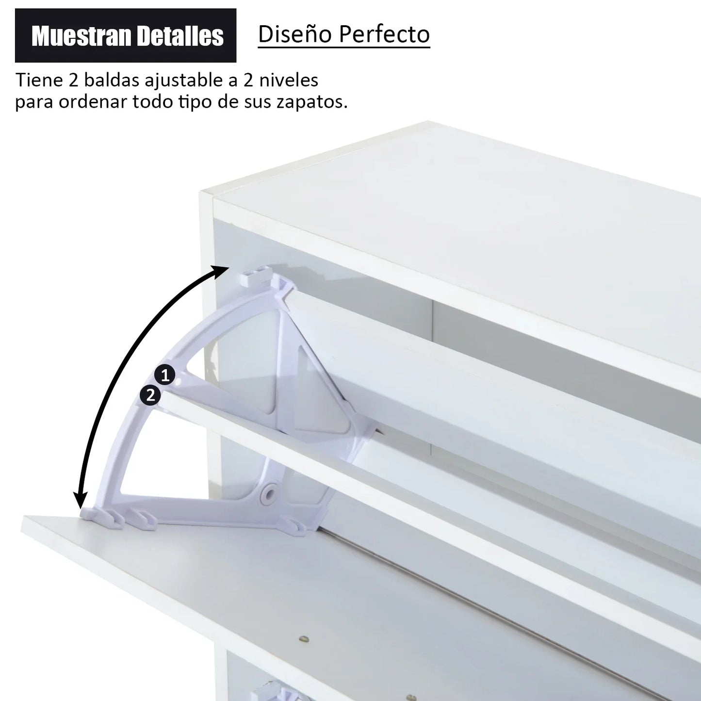 HOMCOM Moderner Schuhschrank für den Eingangsbereich - Schmales Schuhregal mit 2 Schubladen und verstellbaren Regalen für Flur 60x24x80 cm Weiß