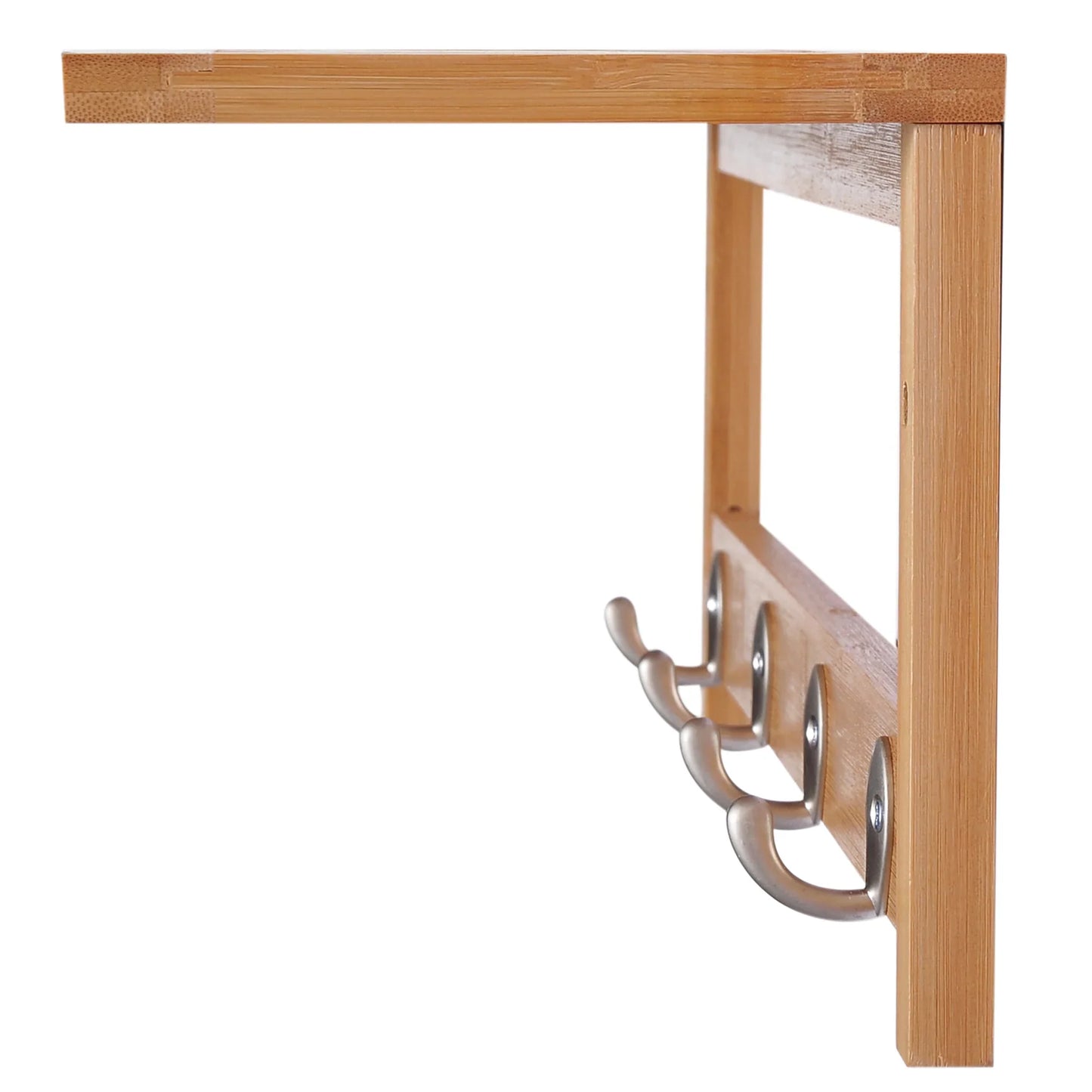 HOMCOM Wandkleiderhaken mit Regal und Handtuchhalter – 4 Haken für Flur, Wohnzimmer,, Badezimmer, Diele, Schlafzimmer – 50x16x17,5 cm – Max. Belastung 5 kg