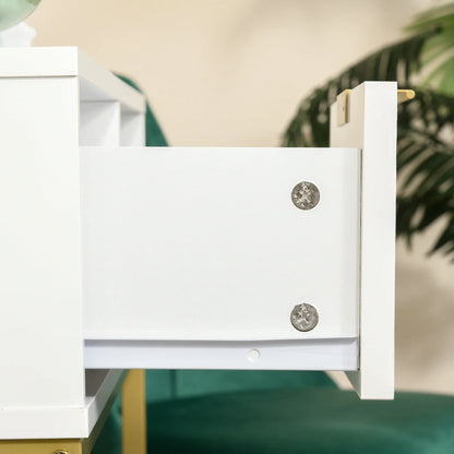 HOMCOM Flur Konsole Tisch Moderner Stil mit Schublade und offenem Regal 80x30x80 cm Weiß und Gold