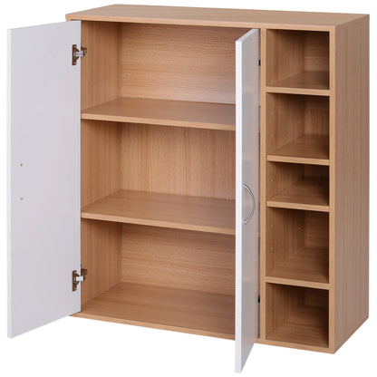 HOMCOM Konsolenschrank, niedriger Schrank, multifunktionaler Stauraumorganisator für Küche, Esszimmer, Wohnzimmer, Badezimmer mit Türen und verstellbaren Regalen, 80x32x91 cm