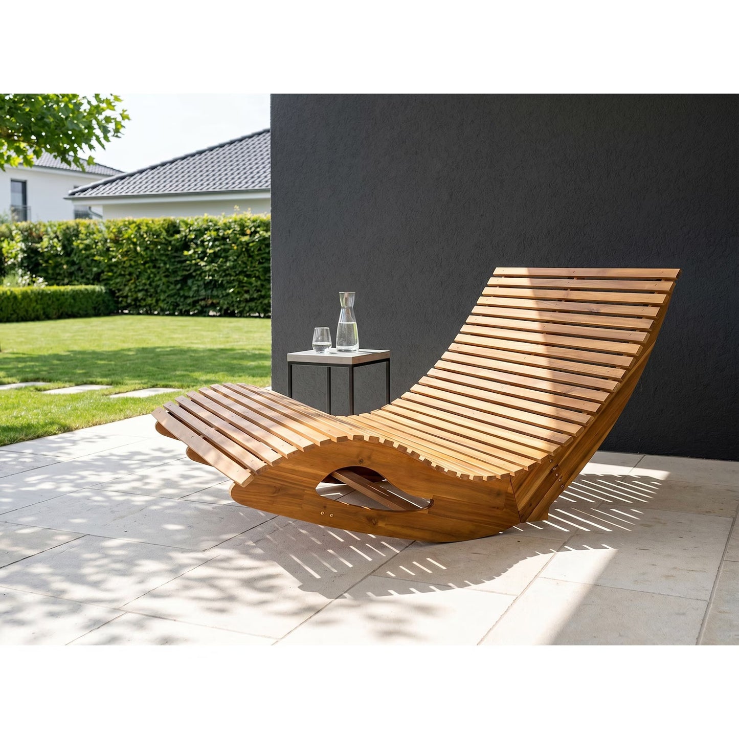 Ergonomic double rocking lounger made of acacia wood - FSC® certified