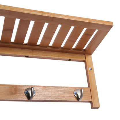 HOMCOM Wandkleiderhaken mit Regal und Handtuchhalter – 4 Haken für Flur, Wohnzimmer,, Badezimmer, Diele, Schlafzimmer – 50x16x17,5 cm – Max. Belastung 5 kg
