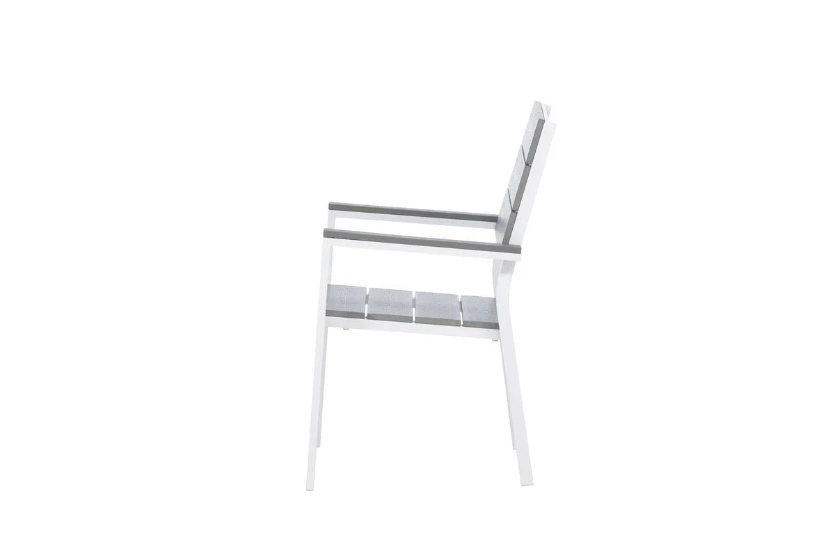 2er Set - Gartenstuhl Vita in Weiß/Grau aus Aluminium und Aintwood-Sitzfläche
